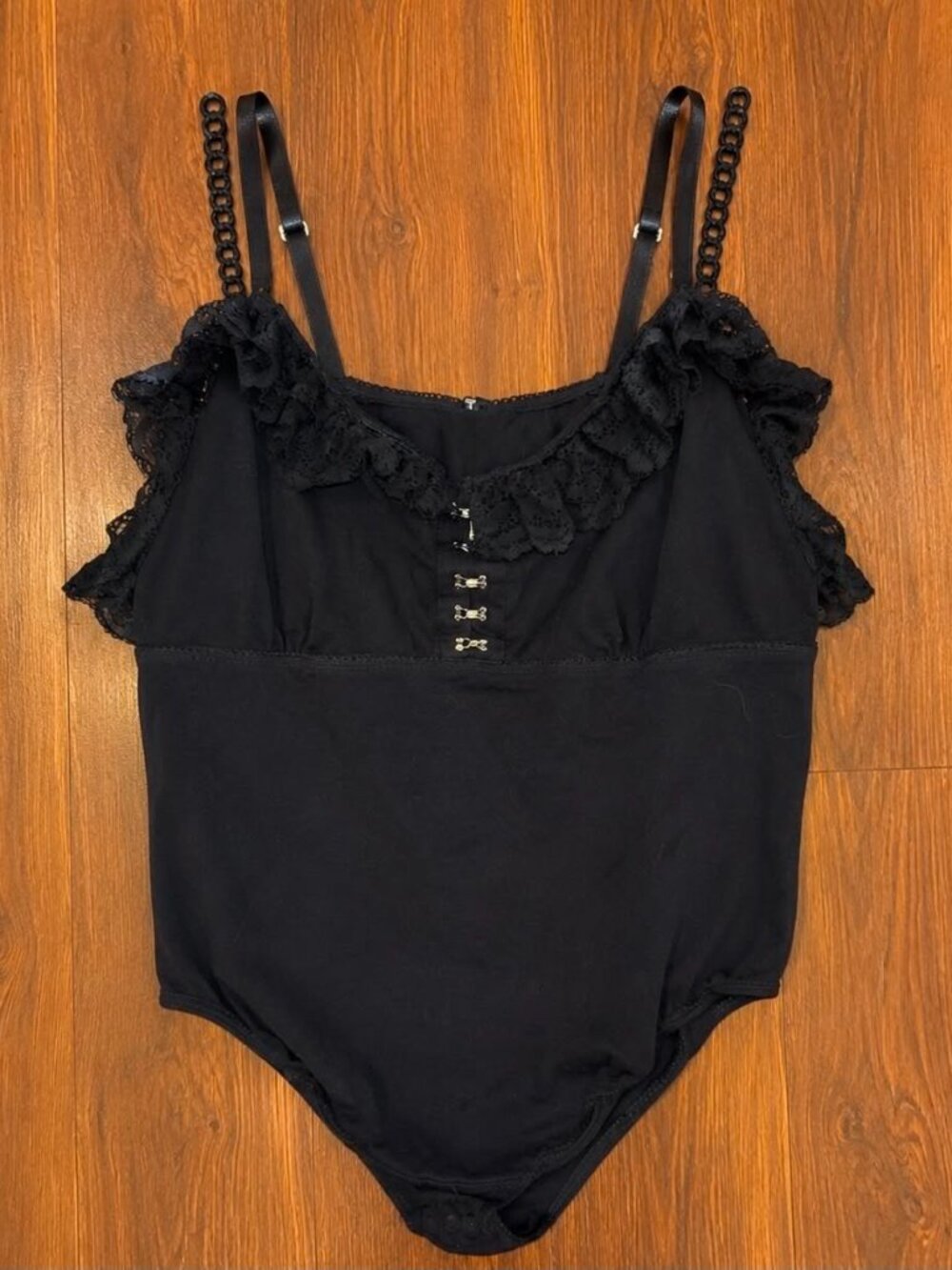 Curve Black Lace Ruffle Bodysuit Size 3x | Goth Cottagecore Top #52